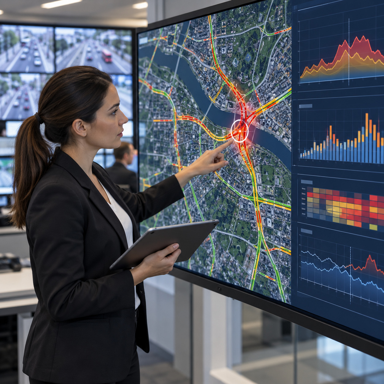 Transport specialist analysing an urban congestion bottleneck.