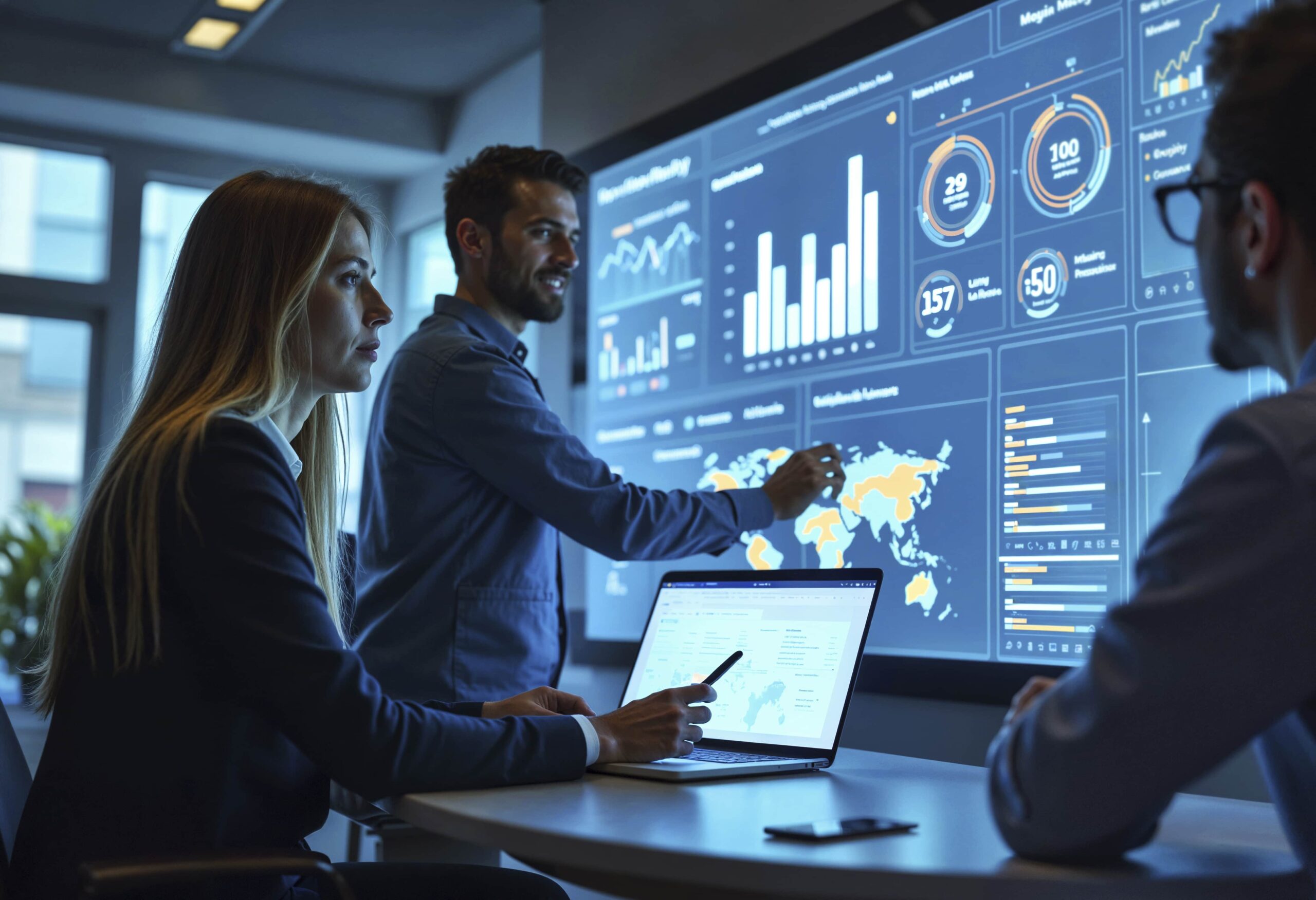 People making decisions while consulting a dashboard