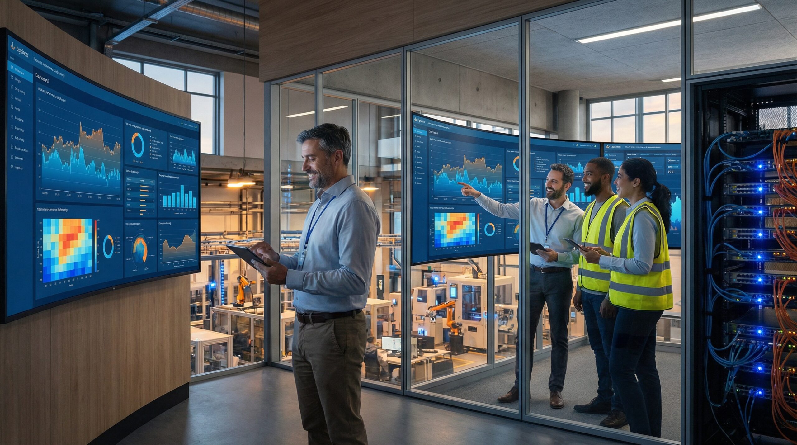 Data control center with people consulting information