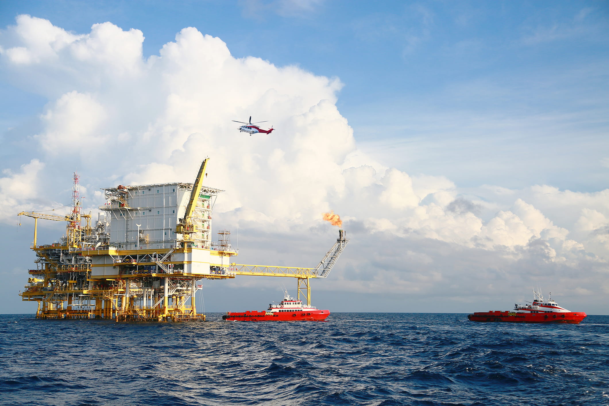 Offshore construction platform for production oil and gas in the middle of the ocean