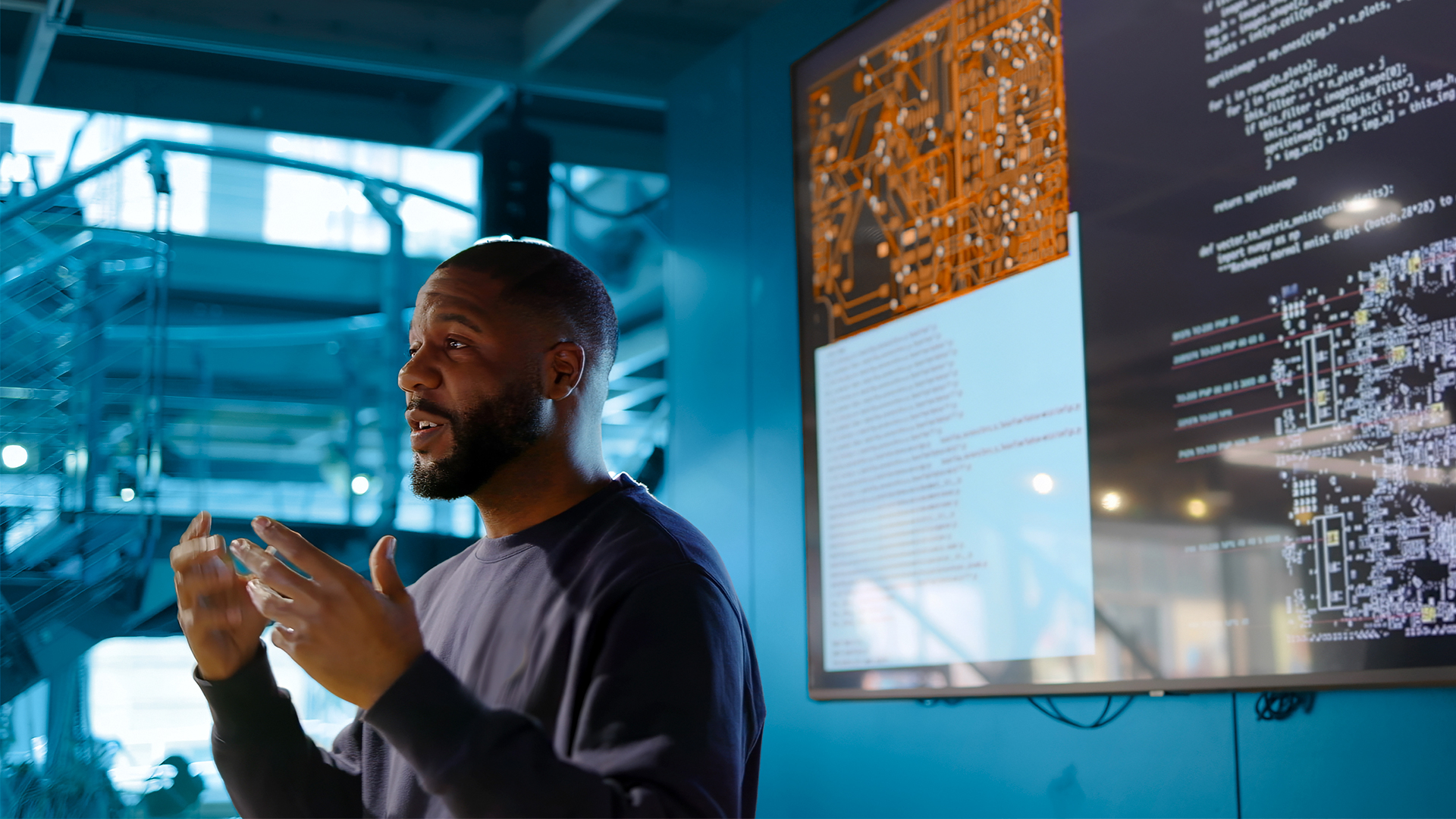 a trainer speaking in a training session to improve skills