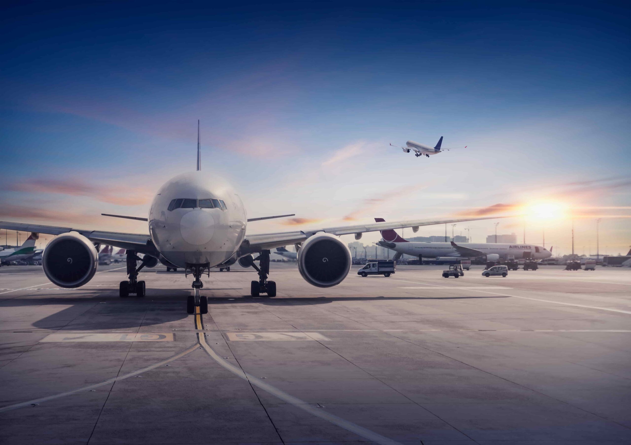 An airplane ready to take flight