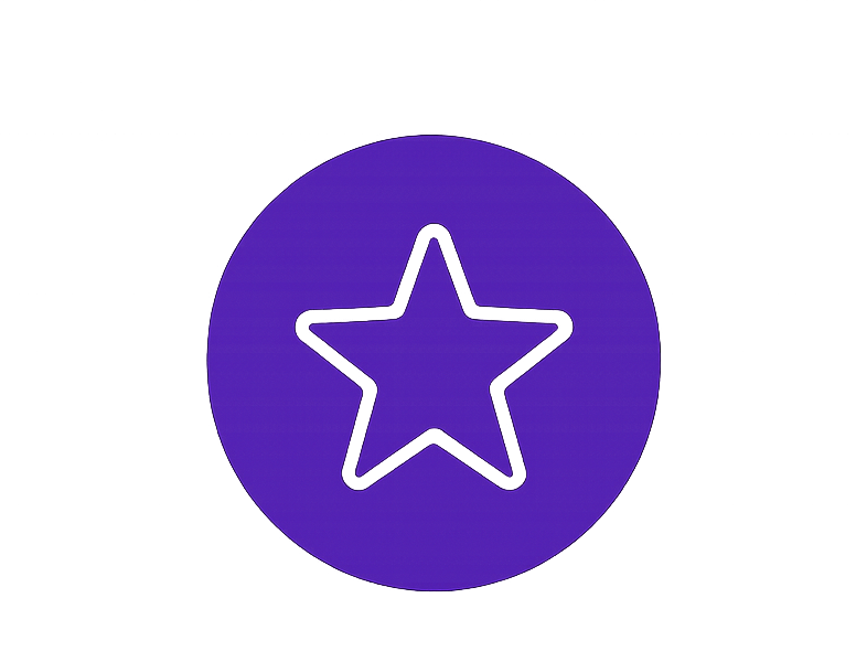 Purple glowing circle with a thin outline of a star centered on a dark gradient background