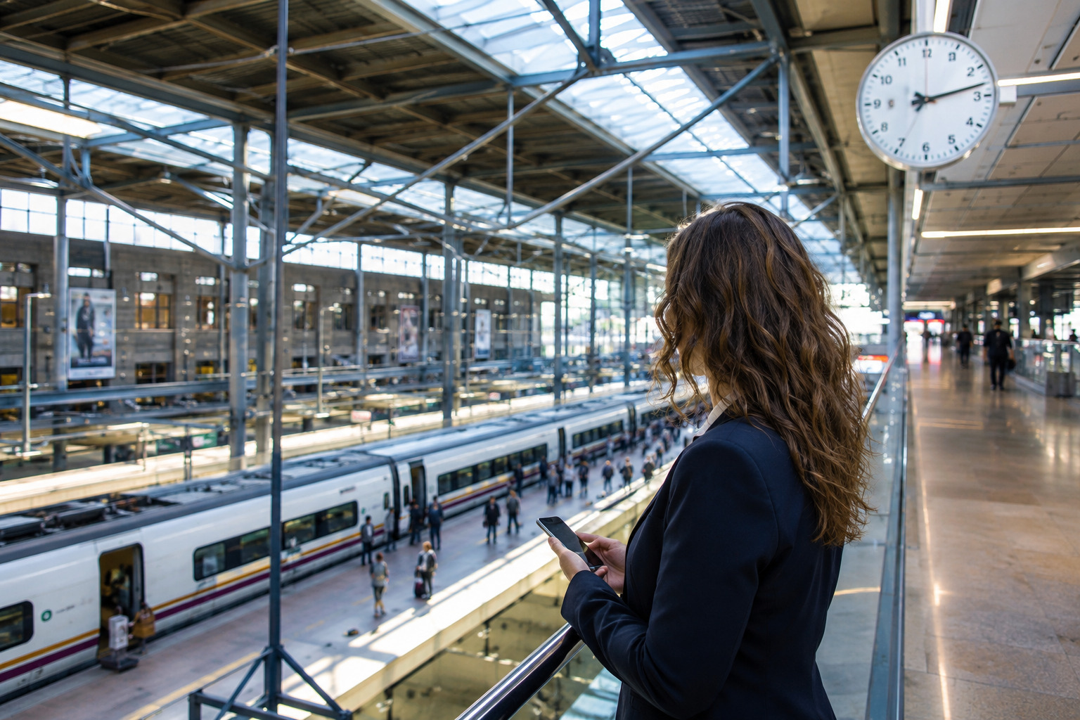 a woman living the real-time traveler guidance railway stations