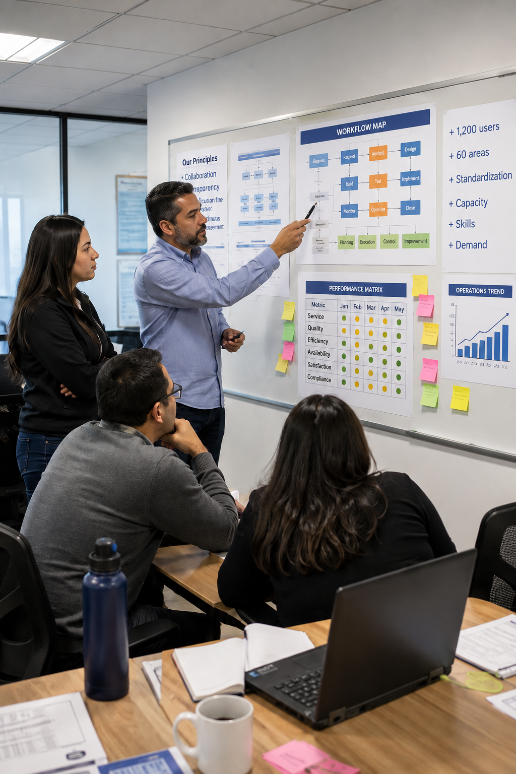 Operations team standardizing more than 1,200 tasks across 60 business areas, aligning capacity, workforce skills and demand through collaborative process planning