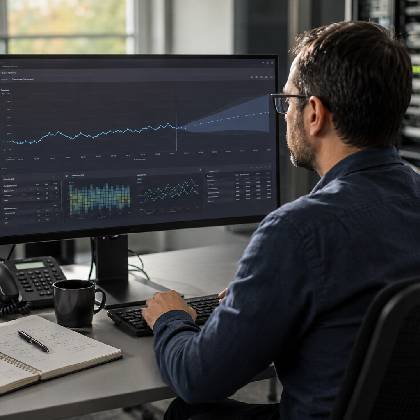Telecom operations analyst using AI and machine learning to turn network observability data into predictive insights