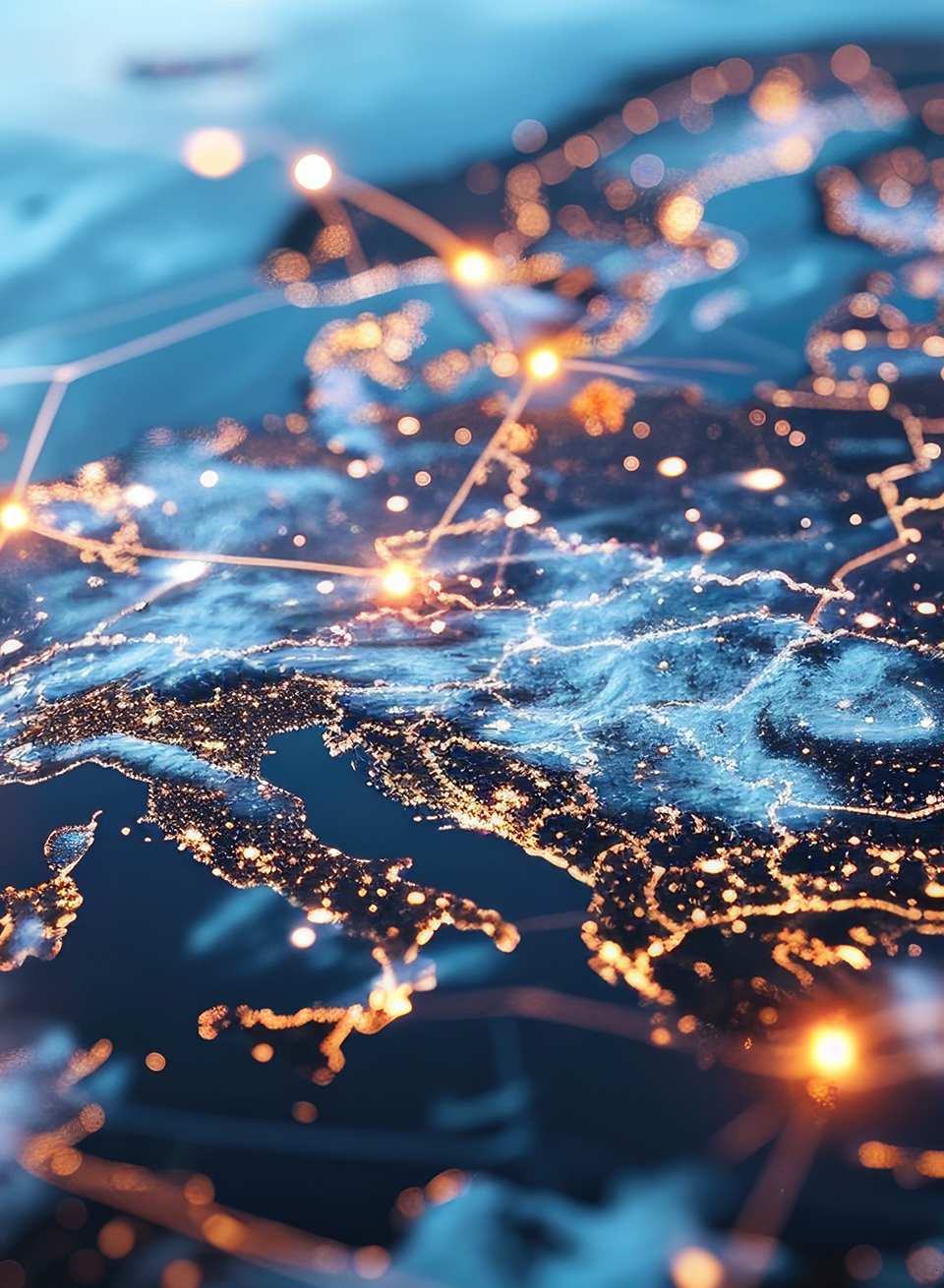 Growth Beyond Connectivity in telecom, showing a globally connected network enabling AI, data, APIs, digital services and partner ecosystems