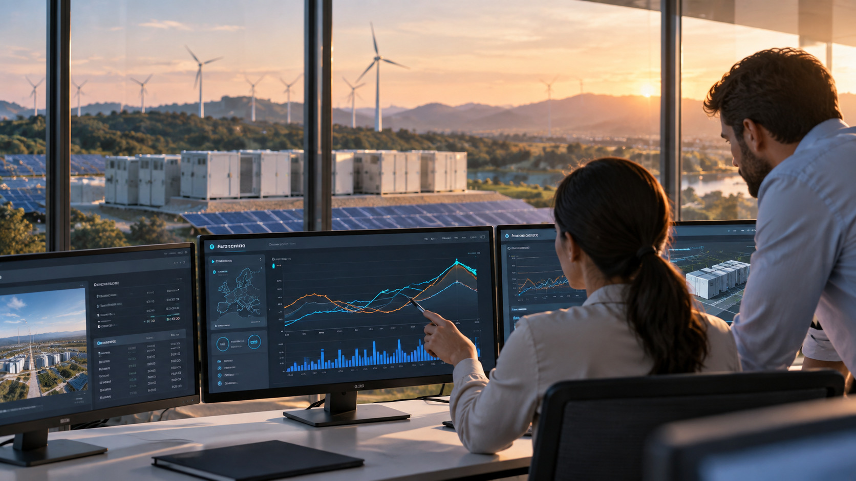 Energy specialists analysing market forecasts and BESS performance to optimise trading strategies, revenues and battery lifetime.