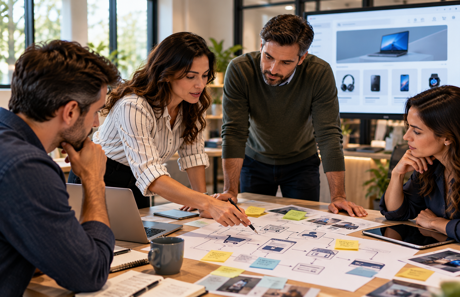Retail operations team managing electronics orders, returns and fulfillment across connected systems.