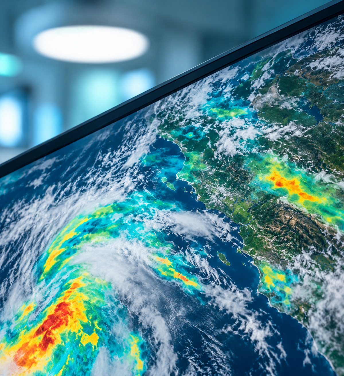 A satelital map identifying risks areas