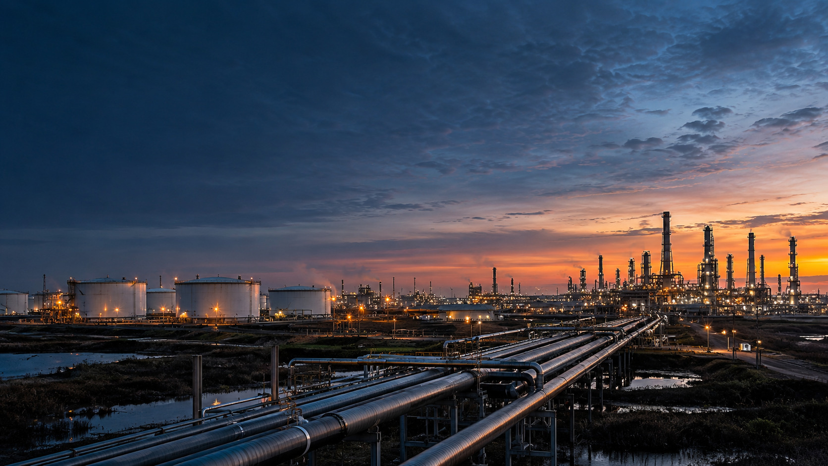 Sunset over Oil Station
