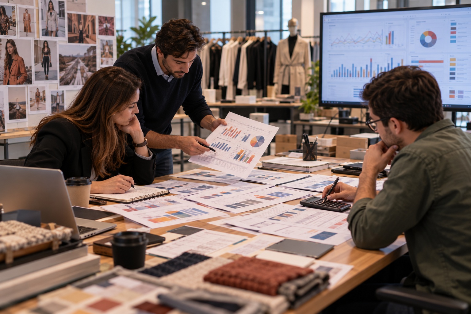 Fashion retail marketing team manually comparing alternative media investment plans without a simulation tool to test outcomes before committing budget.