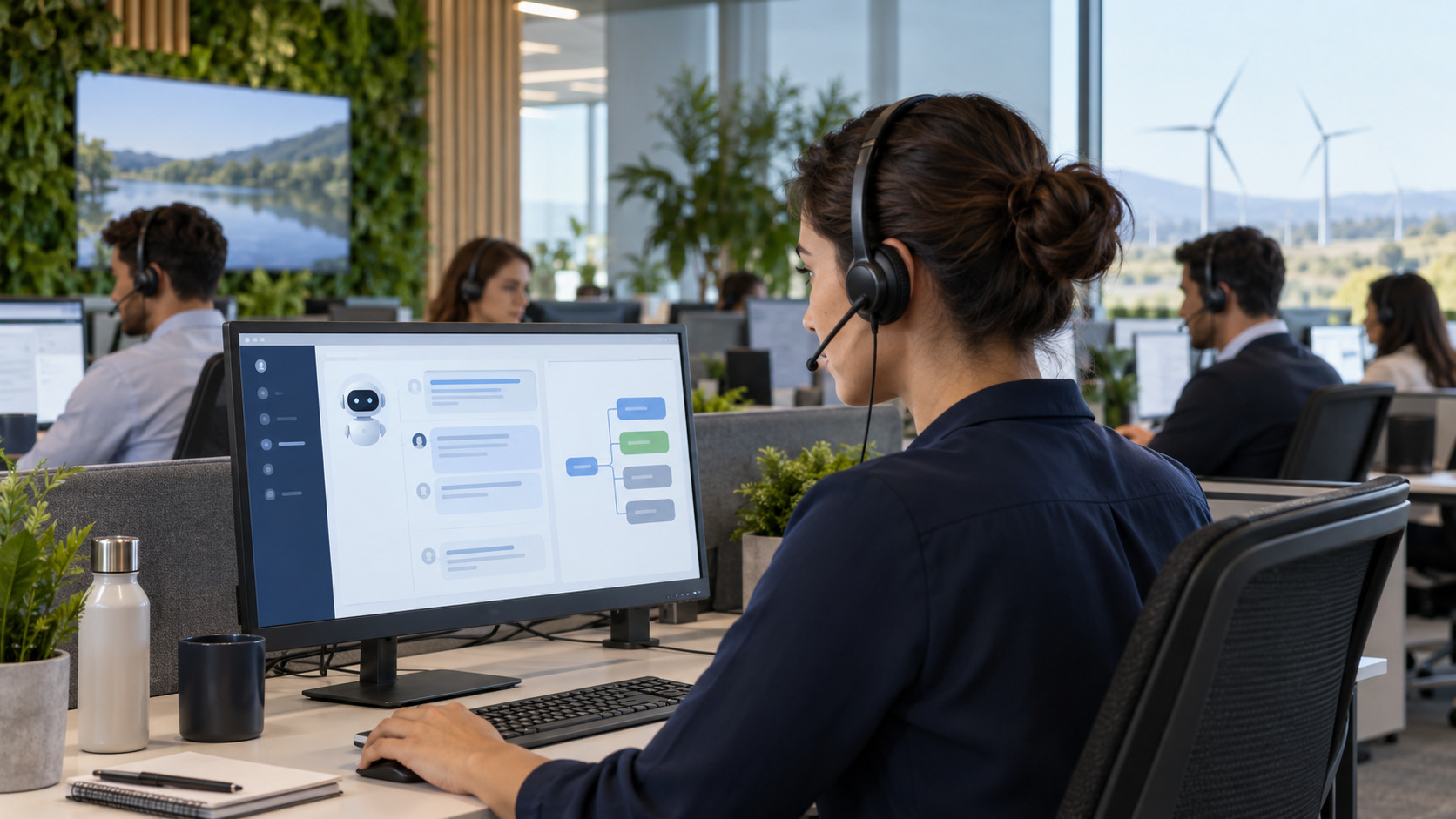 Energy retailer call center using AI support to classify and route customer claims.