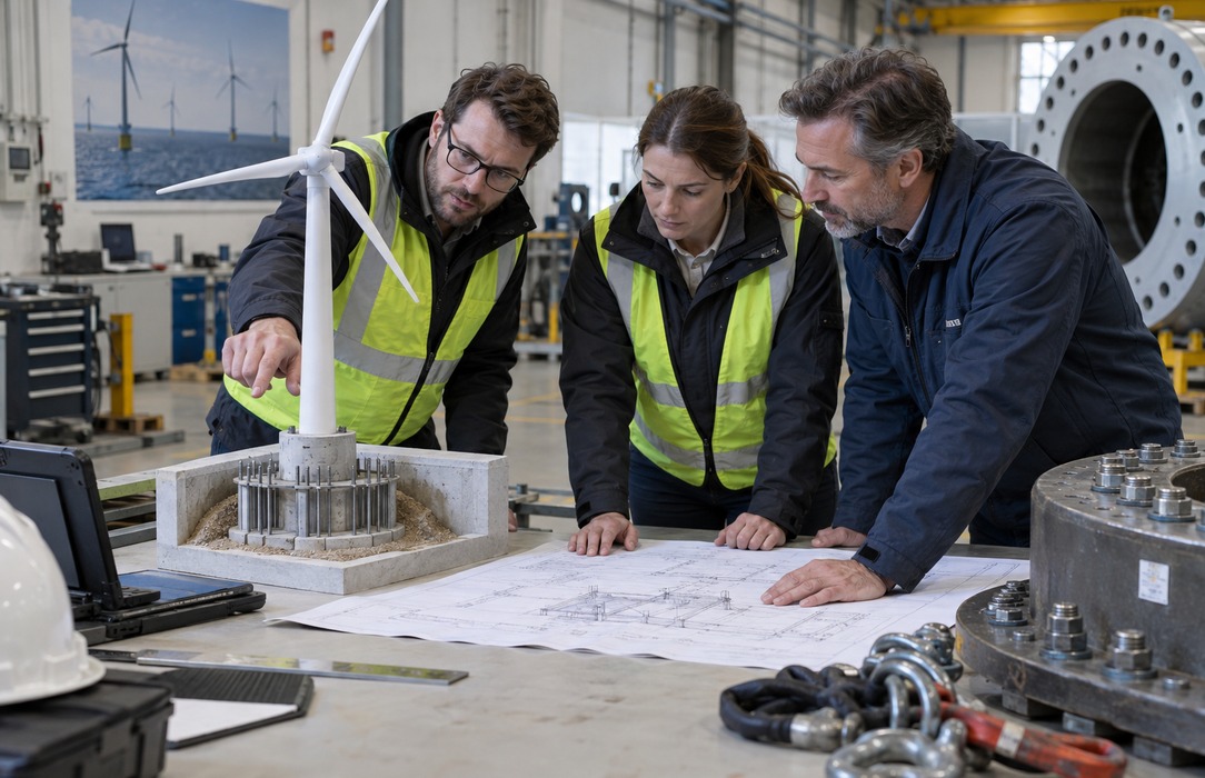 Engineering specialists comparing renewable asset models, drawings and equipment records to build a common lifecycle data model.