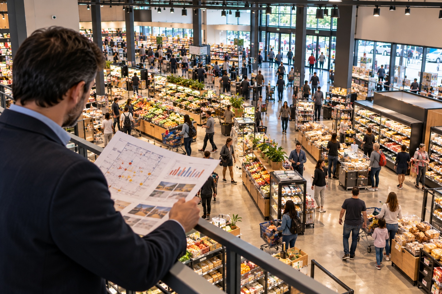 Busy retail store with high shopper traffic but no structured in-store advertising channel to monetise the audience for brands.