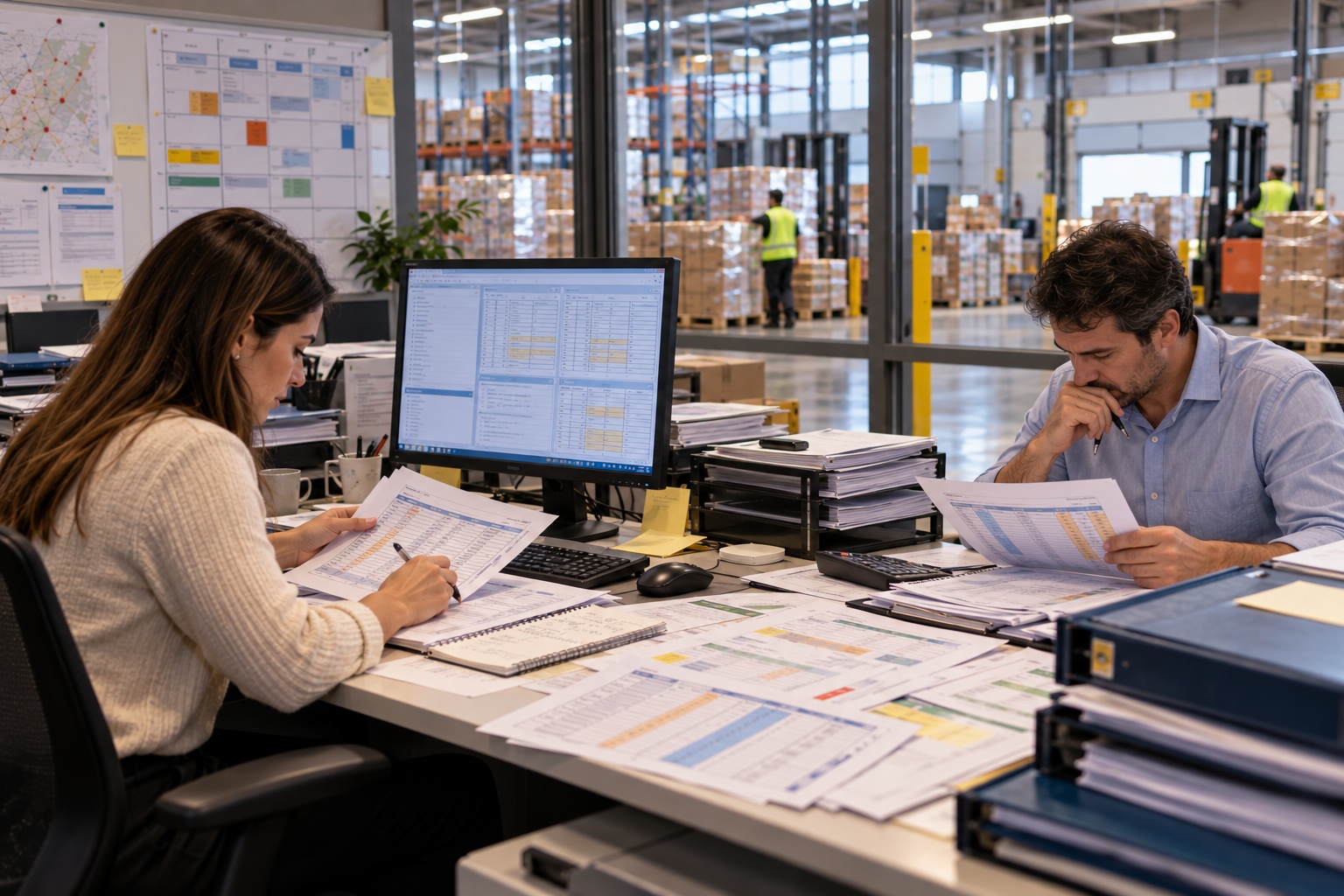 Procurement team preparing supplier purchase orders without a structured optimisation step to review quantities, timing and inventory impact.