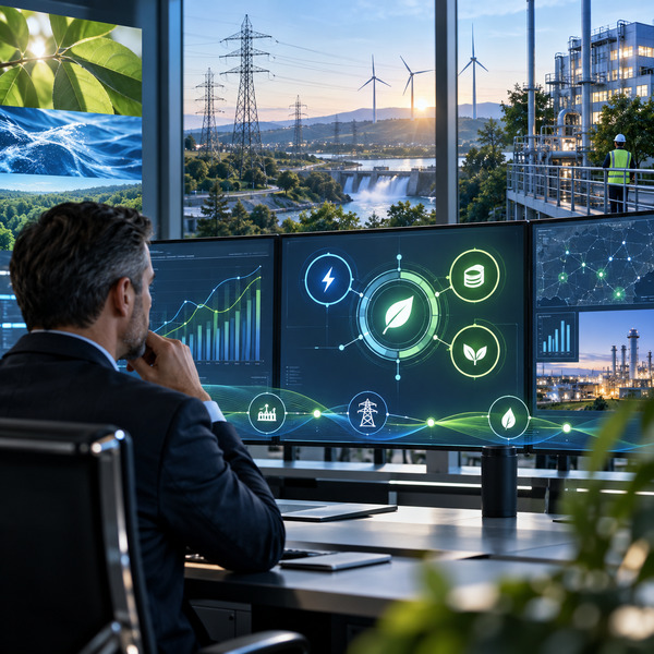 Digital energy dashboard linking operational actions to measurable cost, efficiency and sustainability outcomes.