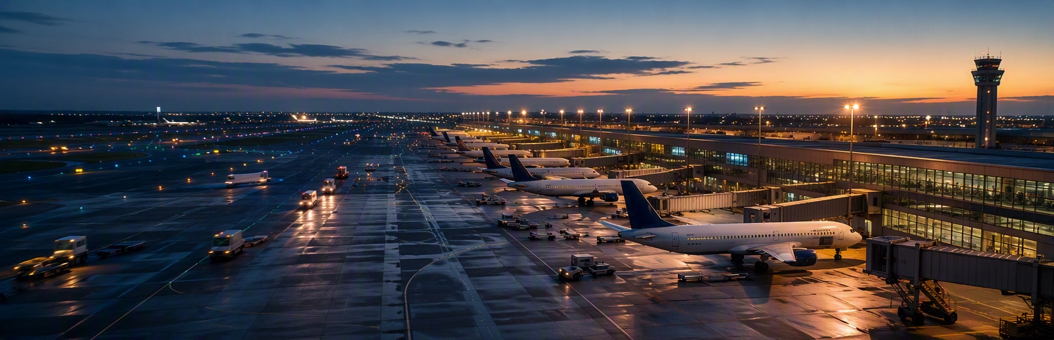 an aerial view of an airport