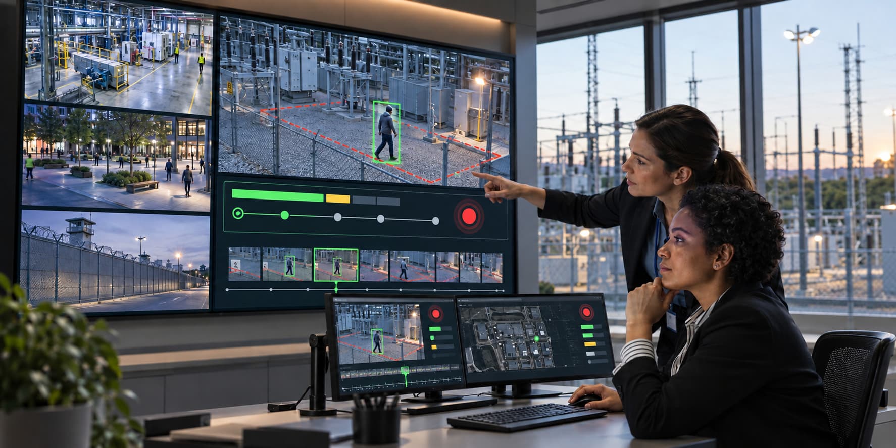 Operations specialists review explainable video alerts across industrial, public safety, corrections and energy environments.