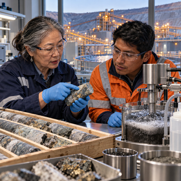 Core Samples and Processing Tests in the Mine Laboratory