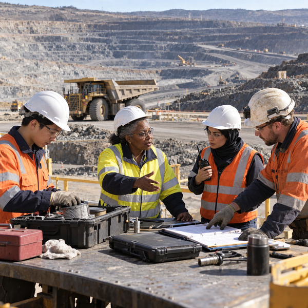 Cross-functional mining team coordinating an intervention plan