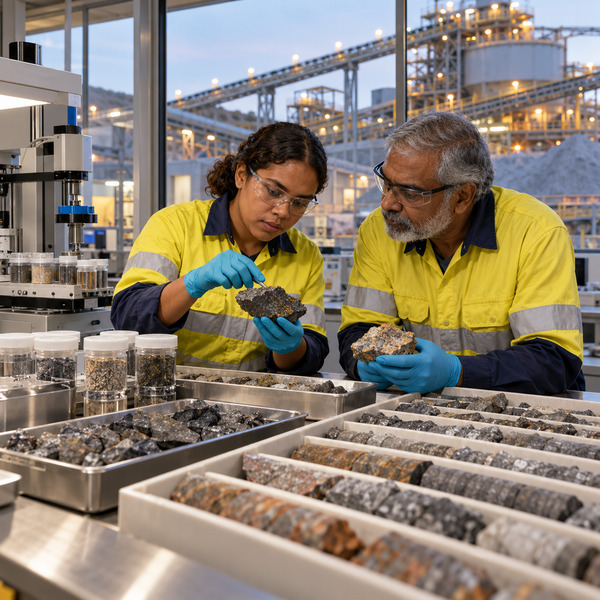 Comparing New and Archived Ore Samples in the Mine Laboratory