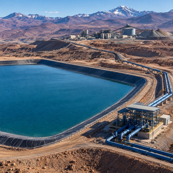 Mine Water Reservoir, Pumping Station and Concentrator in the Andes