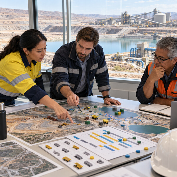 Mining Team Comparing Production, Water and Energy Alternatives