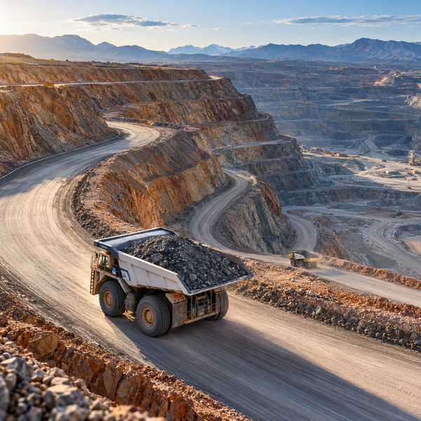 Loaded Electric Haul Truck on a Steep Mine Route