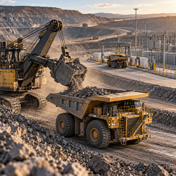 Ore Loading and Electric Truck Charging in One Mine Cycle