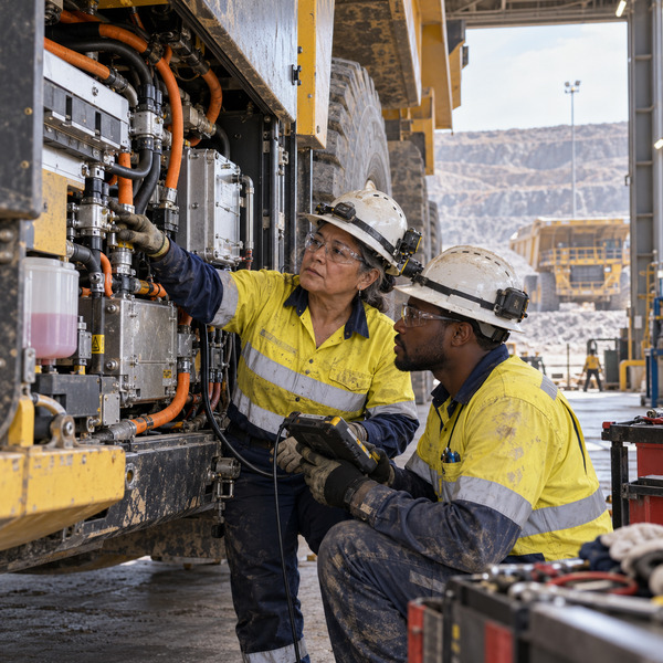 Battery System Inspection in an Electric Haul Truck Bay