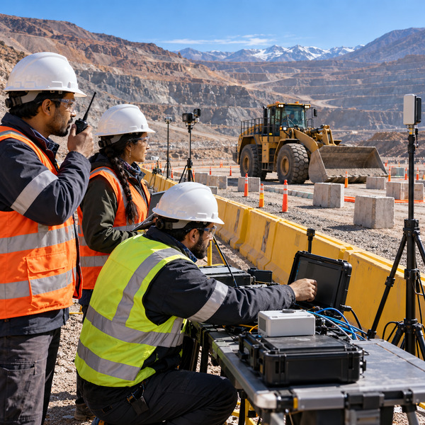 Field Team Testing Remote Loader Performance at an Open-Pit Mine