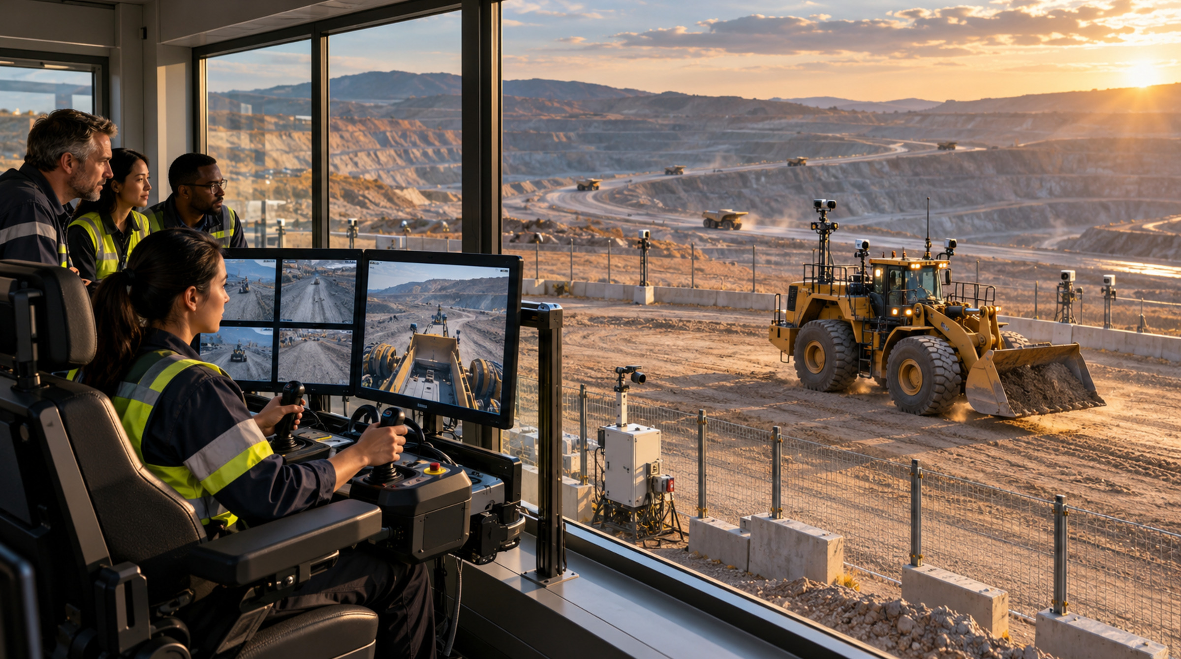 Remote Loader Demonstration Overlooking an Open-Pit Mine