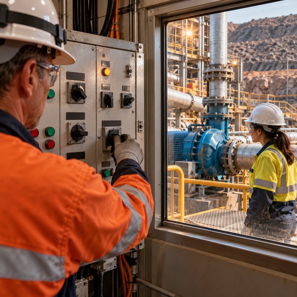 Local Fallback Drill at a Mine Control Panel and Slurry Pump