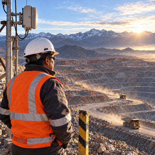 Mine Superintendent Overlooking Dispatch Operations and Field Connectivity