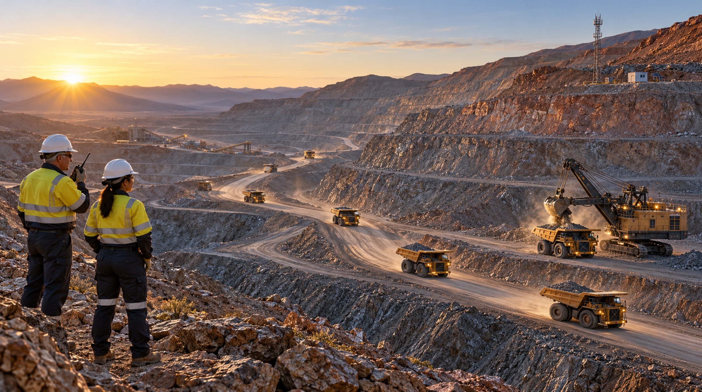 Coordinated haul trucks and shovel operations across an open-pit mine