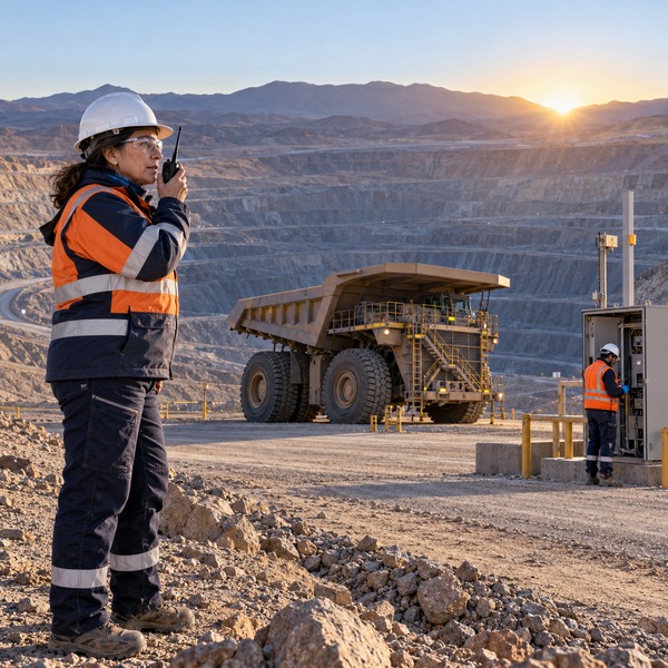 Safe fallback beside an autonomous haul truck in an open-pit mine