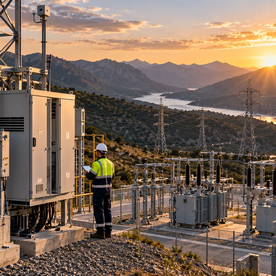 Edge quantum computing applied to remote grid infrastructure for local processing, power system monitoring and real-time optimization.