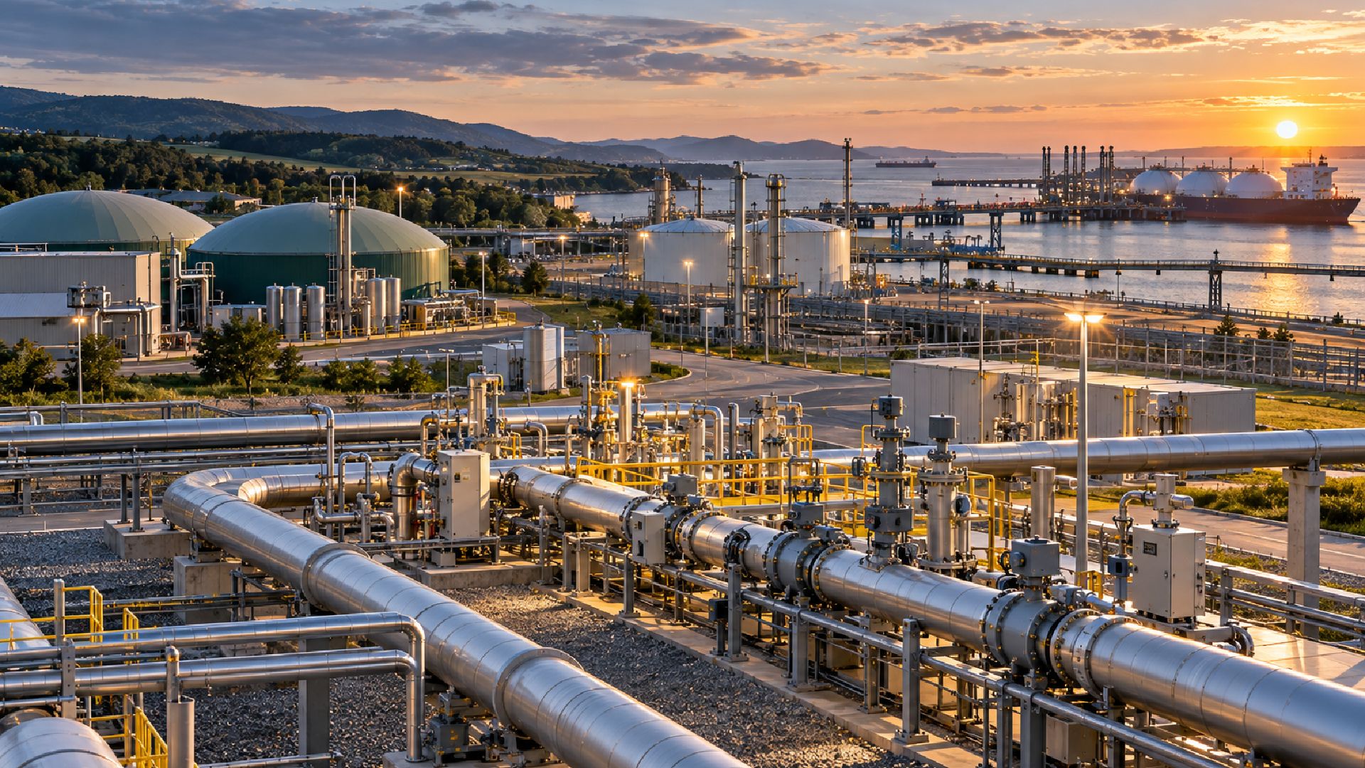 Biomethane and natural gas infrastructure in Europe integrating pipelines, storage and LNG supply for gas procurement and portfolio optimization.