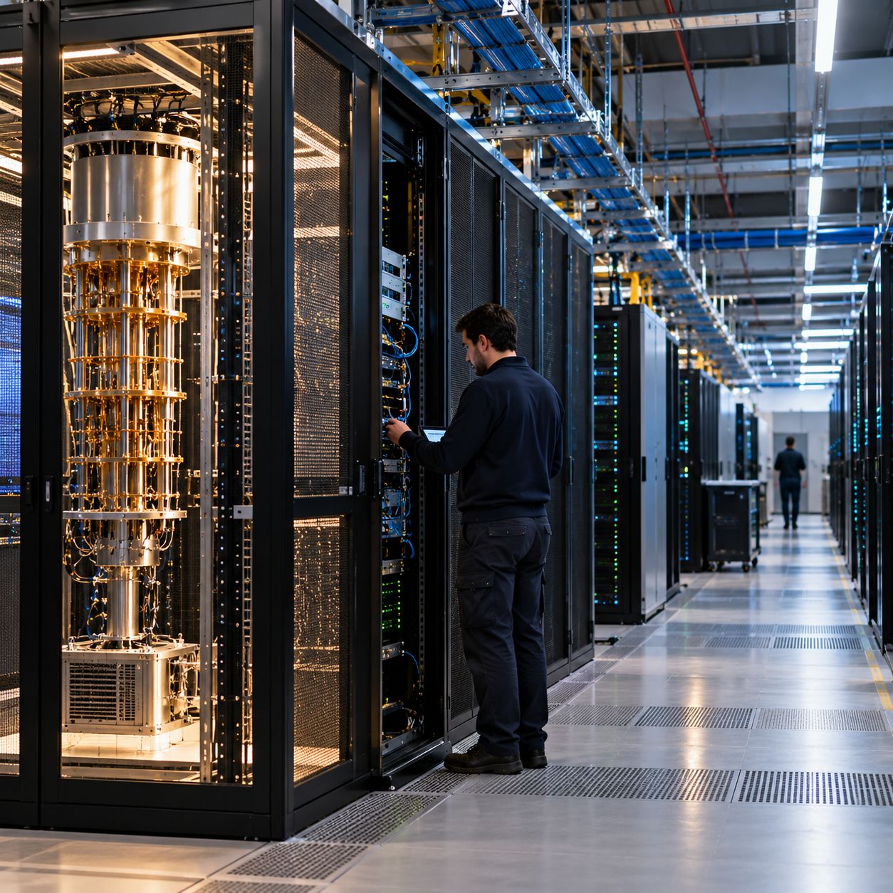 Quantum computing as a service integrated with enterprise data center infrastructure for advanced processing and optimization.
