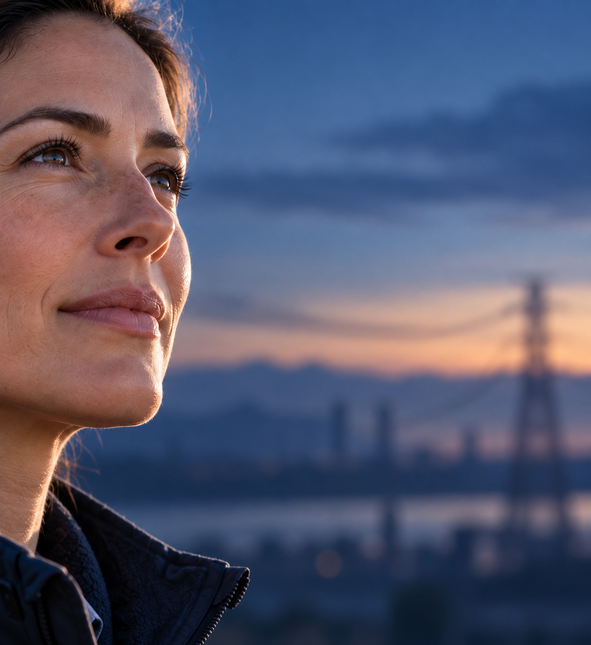 A woman looking forward inspired by a brighter future