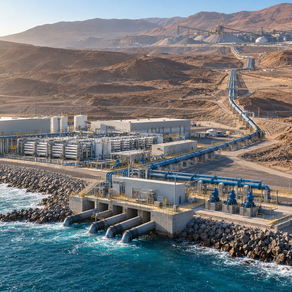 Coastal Desalination Plant and Water Pipeline to a Copper Concentrator