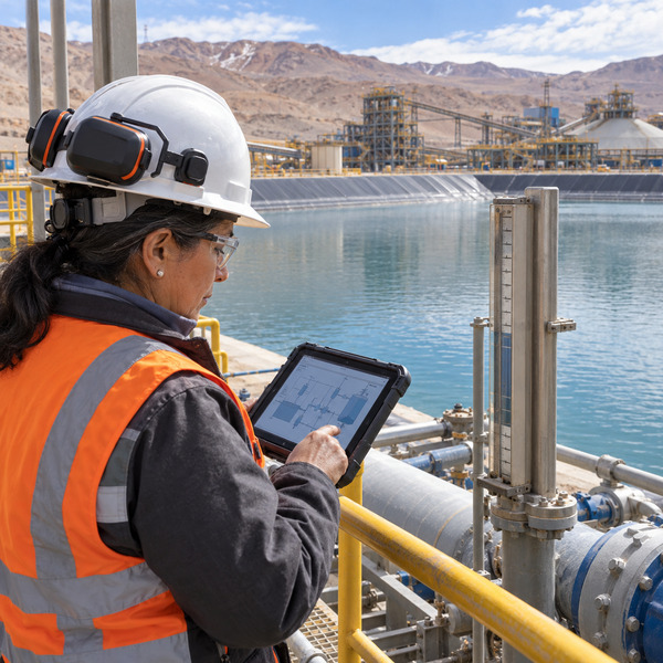 Process Engineer Reviewing Reservoir Levels and the Water-to-Production Model